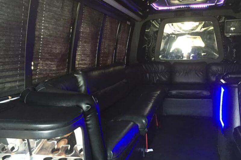 limo bus interior with leather seats