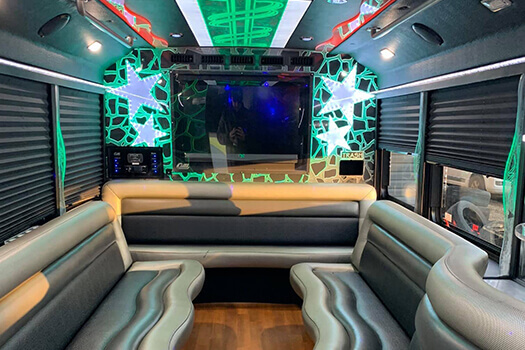 South Carolina party bus with leather seats and LED lights