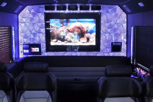 15-passenger limo bus interior