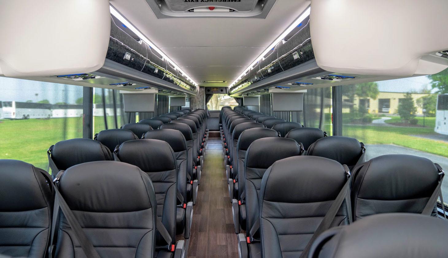 Charleston charter bus rentals with lethar seating